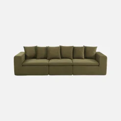 Modulaire bank van chenille stof met 4 zitplaatsen