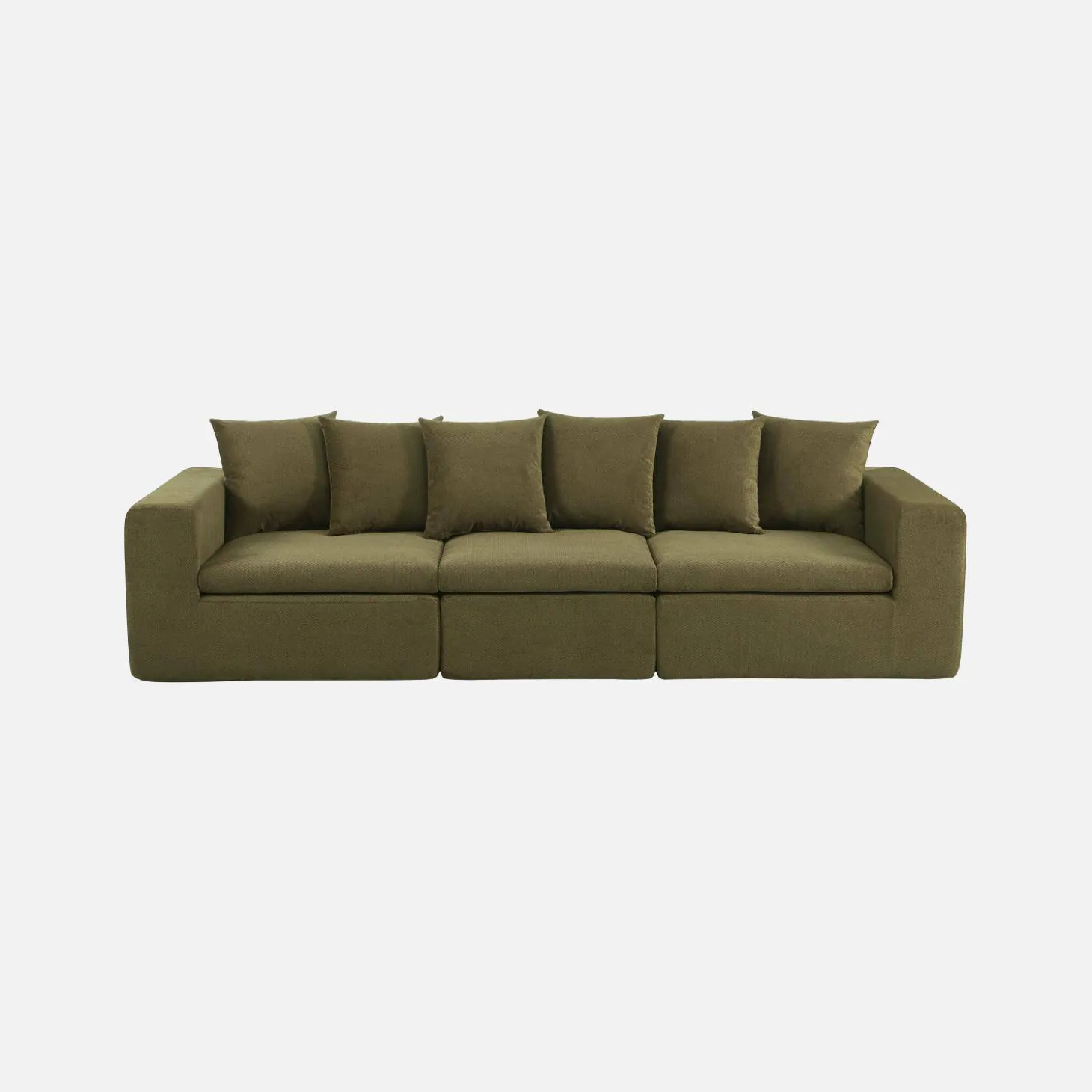 Modulaire bank van chenille stof met 4 zitplaatsen
