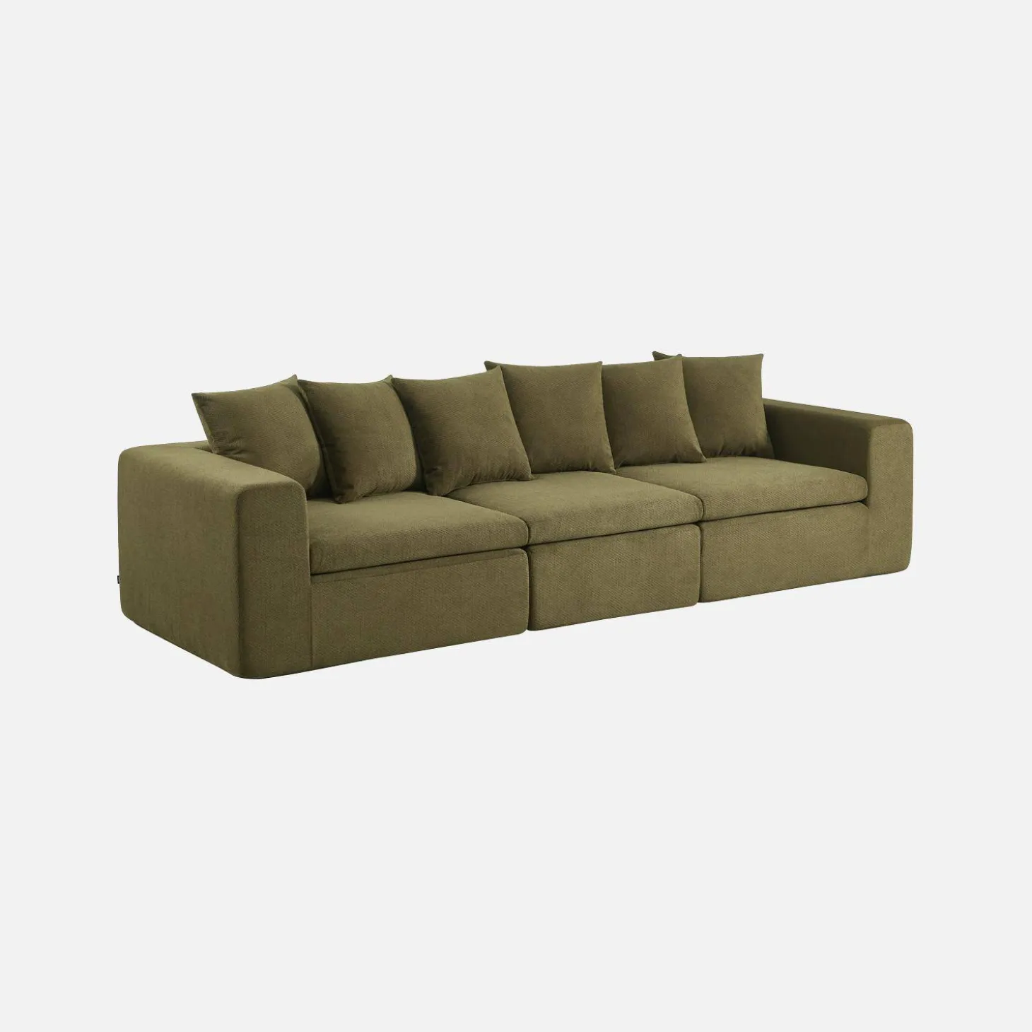 Modulaire bank van chenille stof met 4 zitplaatsen