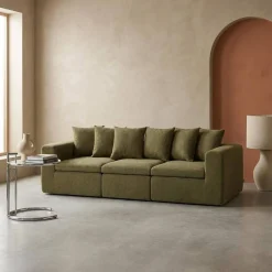 Modulaire bank van chenille stof met 4 zitplaatsen