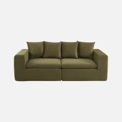 Modulaire bank van chenille stof met 3 zitplaatsen