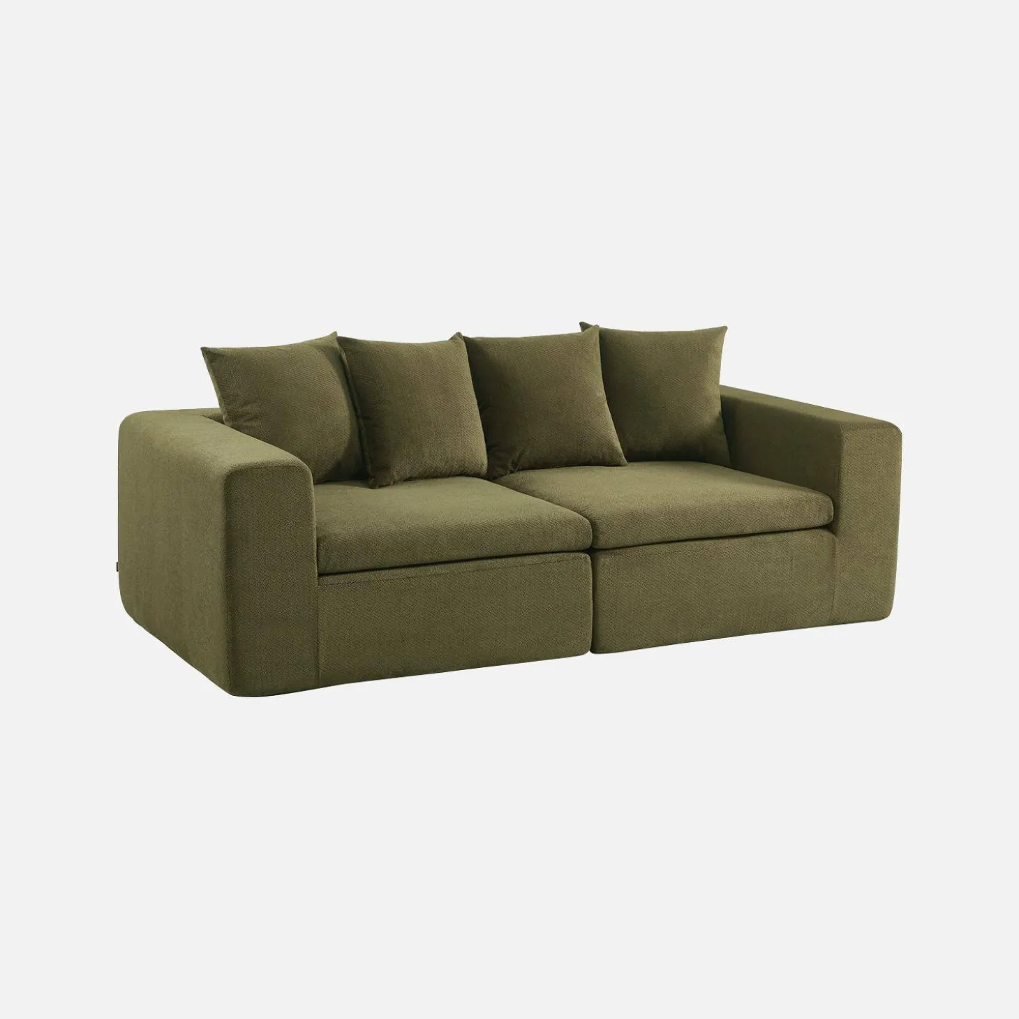 Modulaire bank van chenille stof met 3 zitplaatsen
