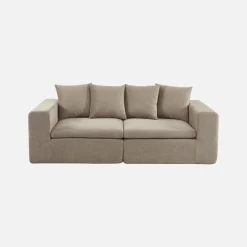 Modulaire bank van chenille stof met 3 zitplaatsen