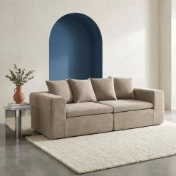 Modulaire bank van chenille stof met 3 zitplaatsen