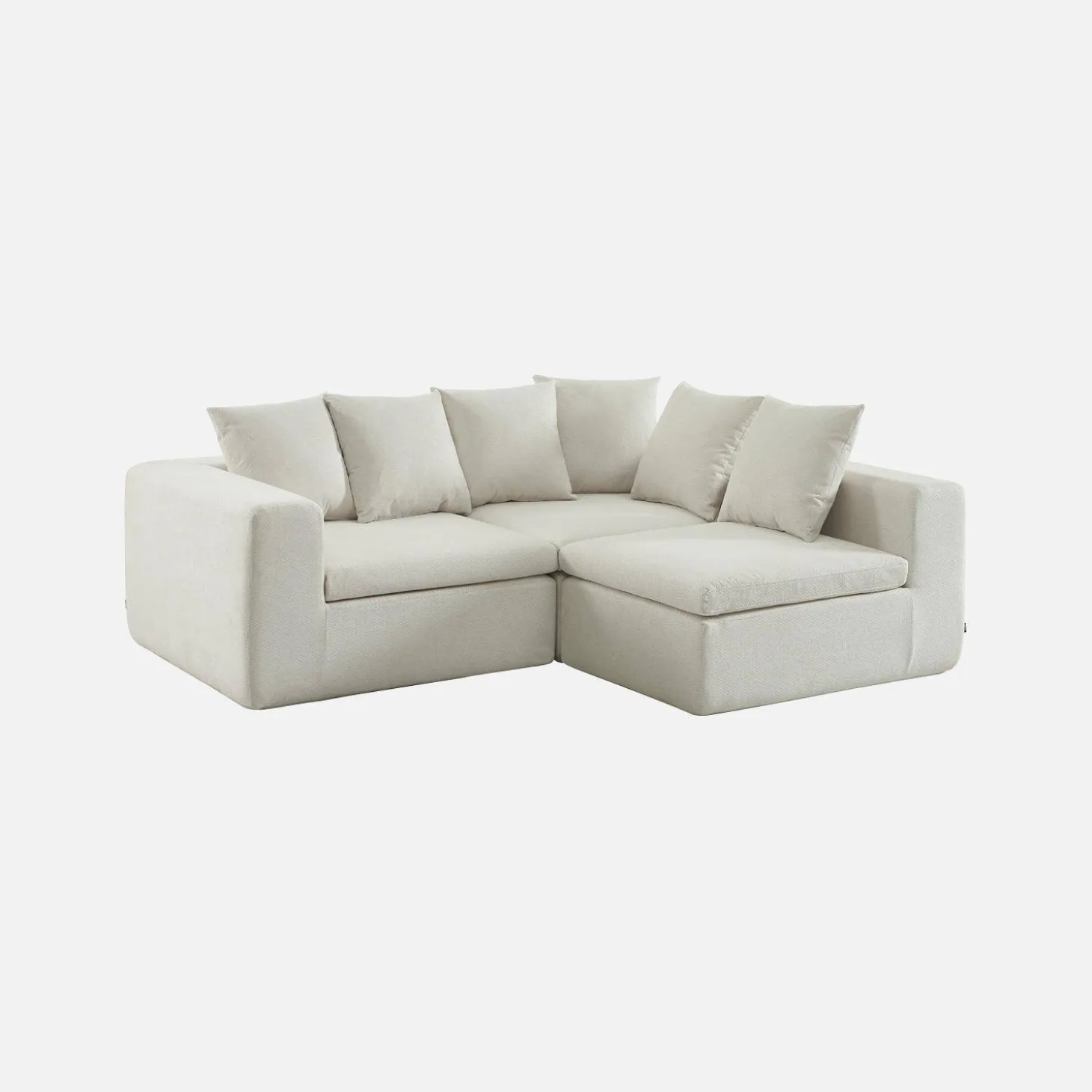 Modulaire bank van chenille stof met 4 zitplaatsen