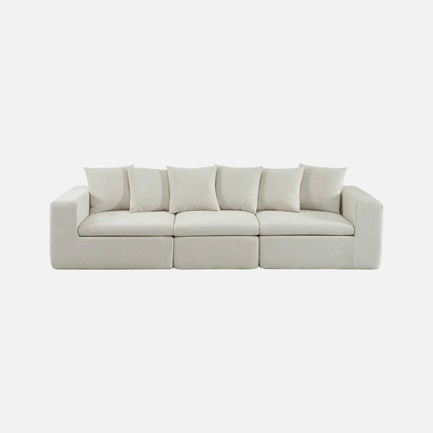 Modulaire bank van chenille stof met 4 zitplaatsen