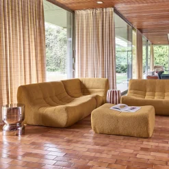 Modulaire fauteuils 5-zits hoekbank met voetenbankje boucléstof