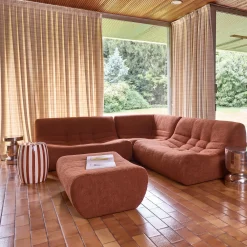 Modulaire fauteuils 5-zits hoekbank met voetenbankje boucléstof