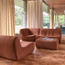 Modulaire fauteuils 5-zits hoekbank met voetenbankje boucléstof