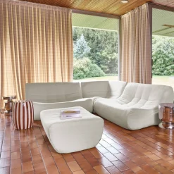 Modulaire fauteuils 5-zits hoekbank met voetenbankje boucléstof