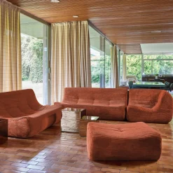 Modulaire fauteuils 7-zits hoekbank met voetenbankje corduroy