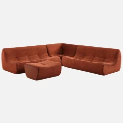Modulaire fauteuils 7-zits hoekbank met voetenbankje corduroy