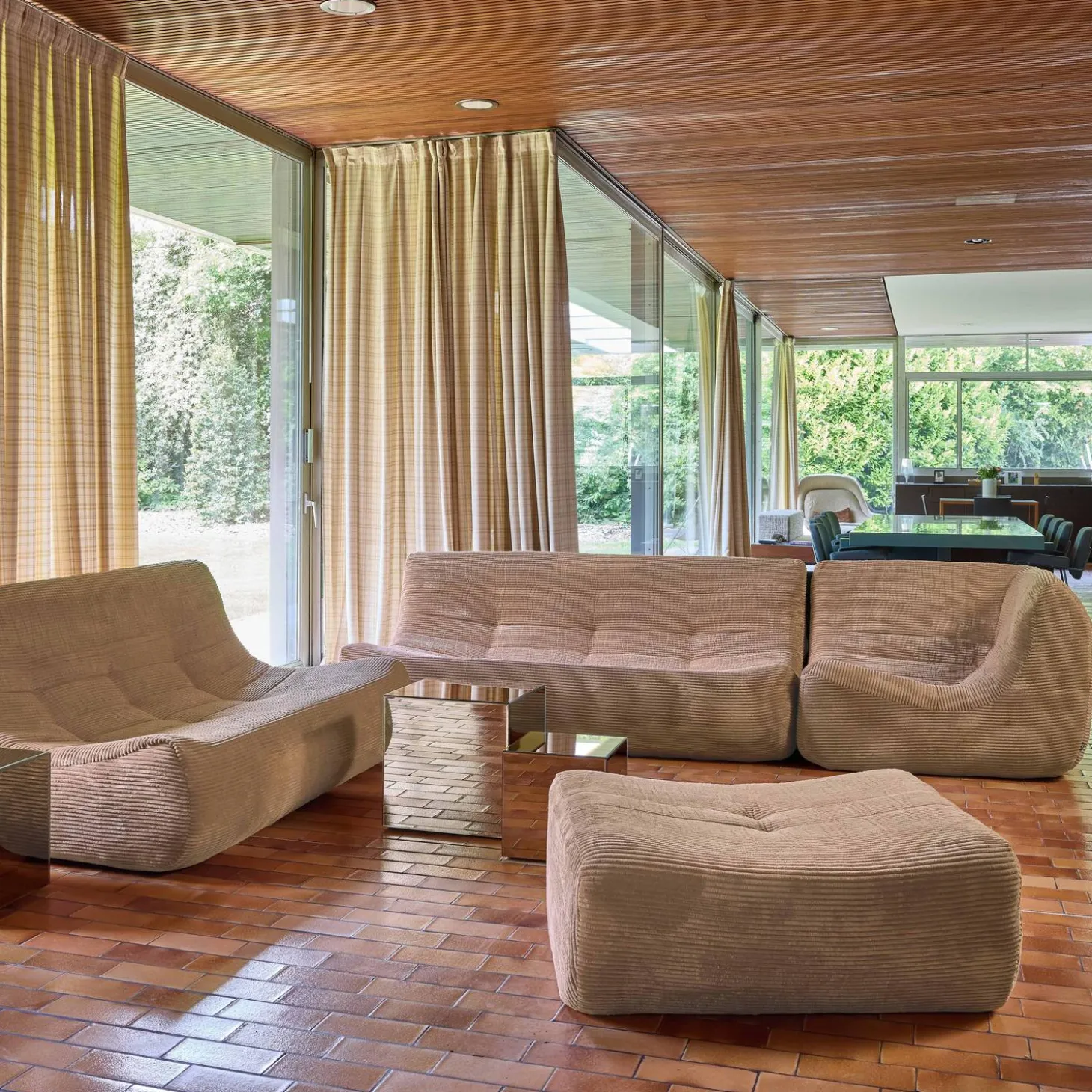 Modulaire fauteuils 7-zits hoekbank met voetenbankje corduroy