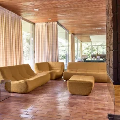 Modulaire fauteuils 7-zits hoekbank met voetenbankje boucléstof