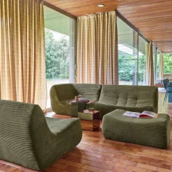 Modulaire fauteuils 5-zits hoekbank met voetenbankje corduroy