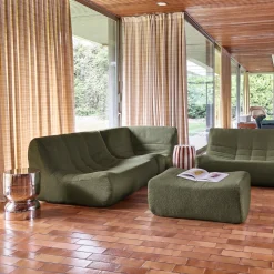 Modulaire fauteuils 5-zits hoekbank met voetenbankje boucléstof