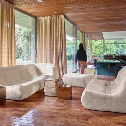 Modulaire fauteuils 7-zits hoekbank met voetenbankje corduroy