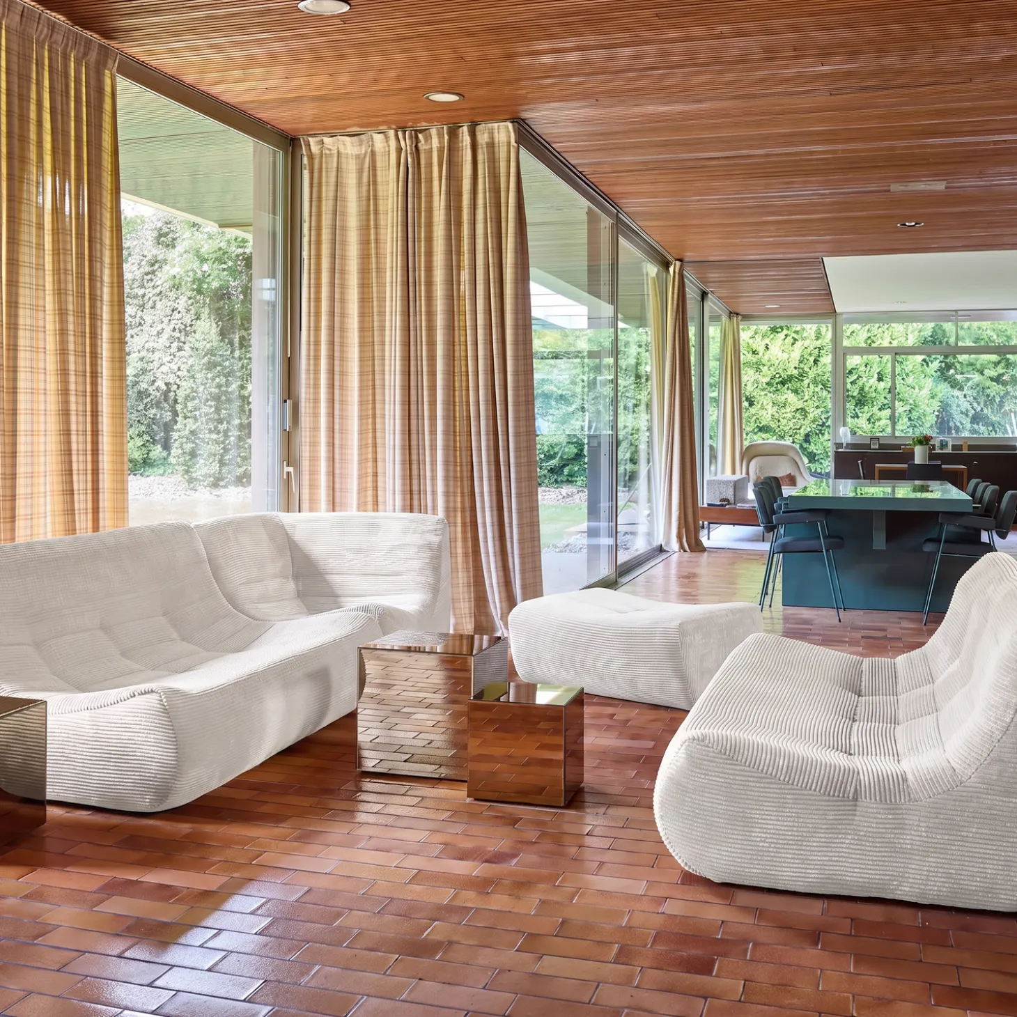 Modulaire fauteuils 7-zits hoekbank met voetenbankje corduroy