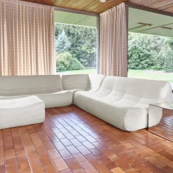 Modulaire fauteuils 7-zits hoekbank met voetenbankje boucléstof