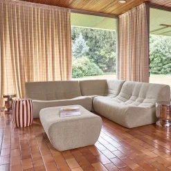 Modulaire fauteuils 5-zits hoekbank met voetenbankje boucléstof