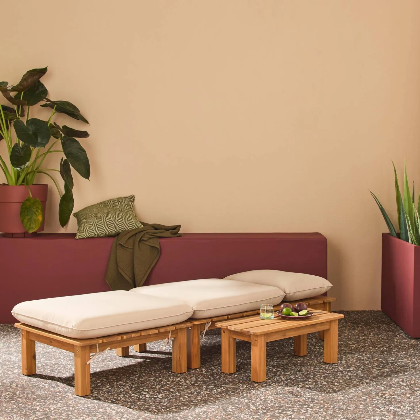 Modulaire loungeset 1-2 plaatsen meerdere posities en tafeltje