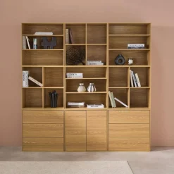 Modulaire opbergmodule houtdecor 9 modules - 2 deuren 6 lades