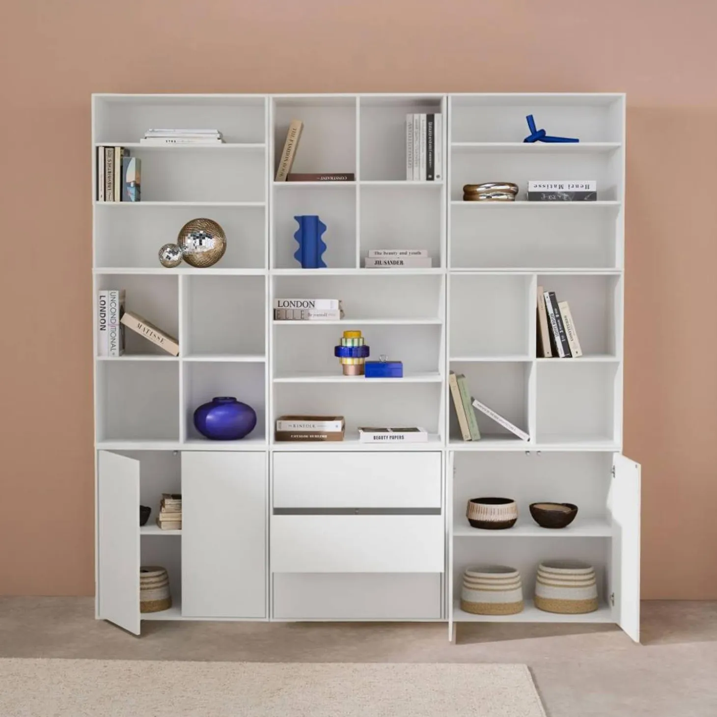 Modulaire opbergmodule houtdecor 9 modules - 4 deuren 3 lades