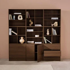 Modulaire opbergmodule houtdecor 9 modules - 2 deuren 6 lades