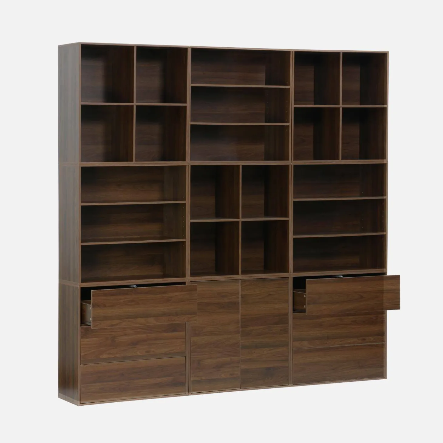 Modulaire opbergmodule houtdecor 9 modules - 2 deuren 6 lades