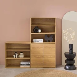 Modulaire opbergmodule houtdecor 3 modules - 2 deuren en planken