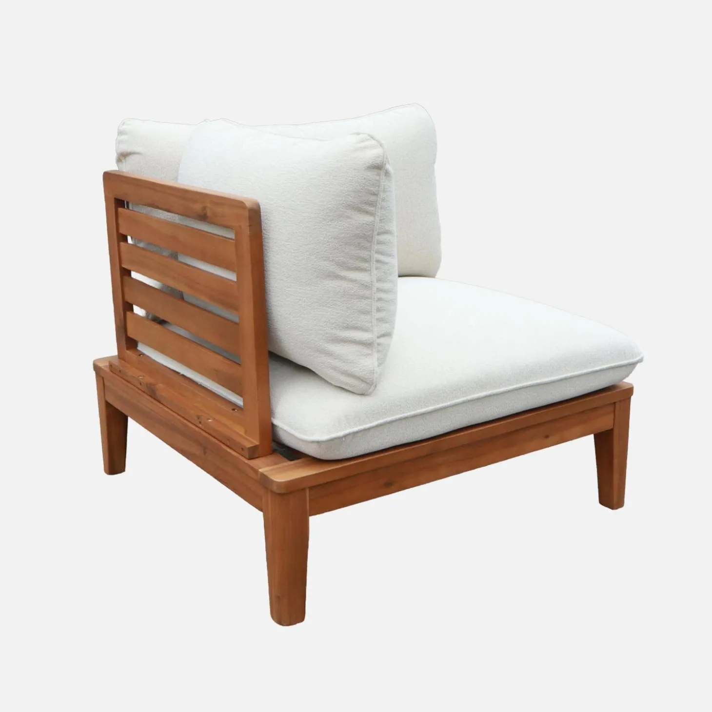 Modulaire 5-zits loungeset van hout met bouclé-effect