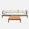 Modulaire 3-zits loungeset van hout met bouclé-effect en armleuningen