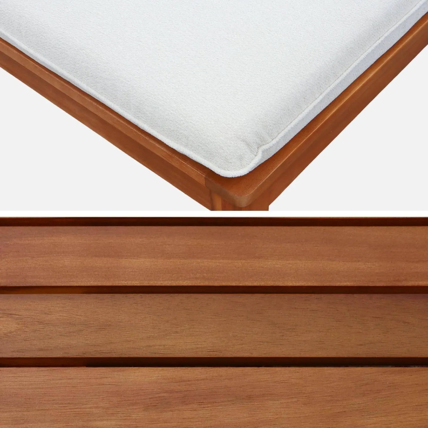 Modulaire 3-zits loungeset van hout met bouclé-effect en armleuningen