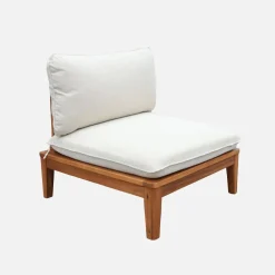 Modulaire 3-zits loungeset van hout met bouclé-effect en armleuningen