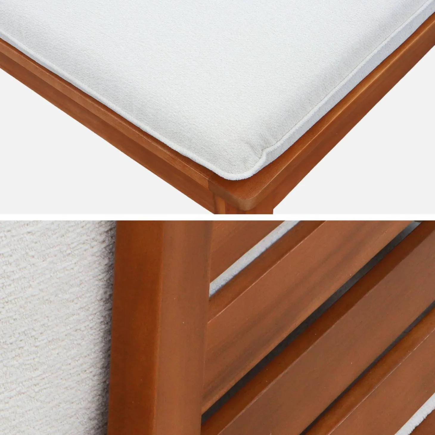 Modulaire 2-zits tuinbank van hout en bouclé-effect