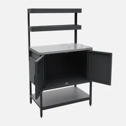 Module buitenkeuken met 2 deuren en 2 hangende planken staal L80cm