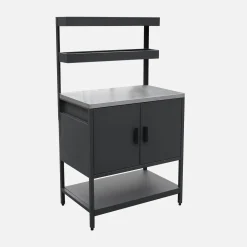 Module buitenkeuken met 2 deuren en 2 hangende planken staal L80cm