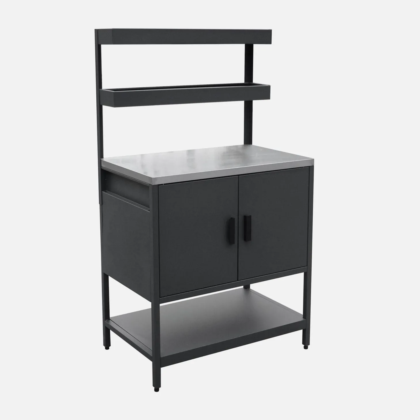 Module buitenkeuken met 2 deuren en 2 hangende planken staal L80cm