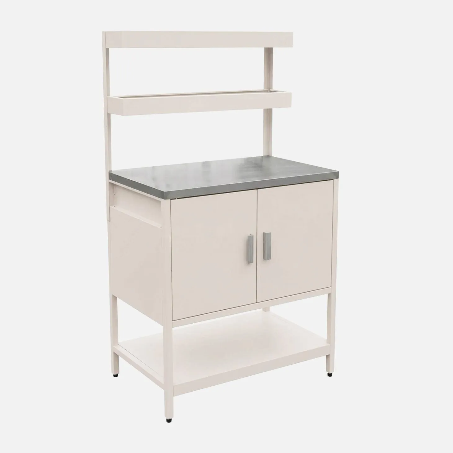 Module buitenkeuken met 2 deuren en 2 hangende planken staal L80cm