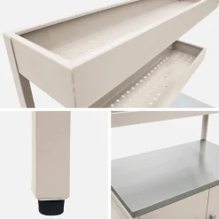 Module buitenkeuken met 2 deuren en 2 hangende planken staal L80cm