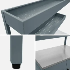 Module buitenkeuken met 2 deuren en 2 hangende planken staal L80cm