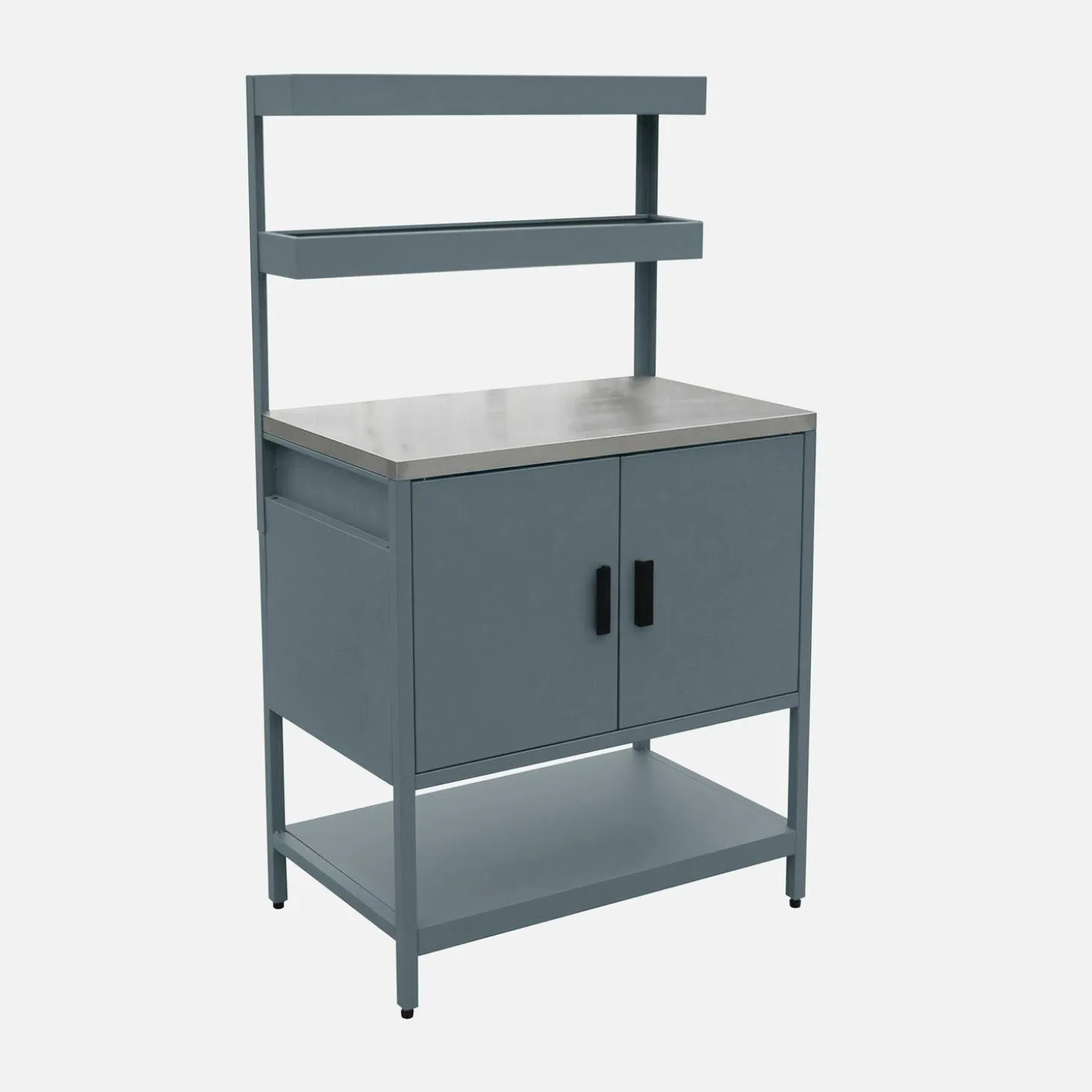 Module buitenkeuken met 2 deuren en 2 hangende planken staal L80cm