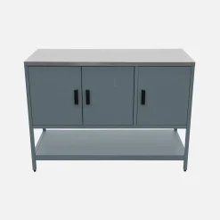 Module buitenkeuken met 3 deuren en 1 plank staal L120cm