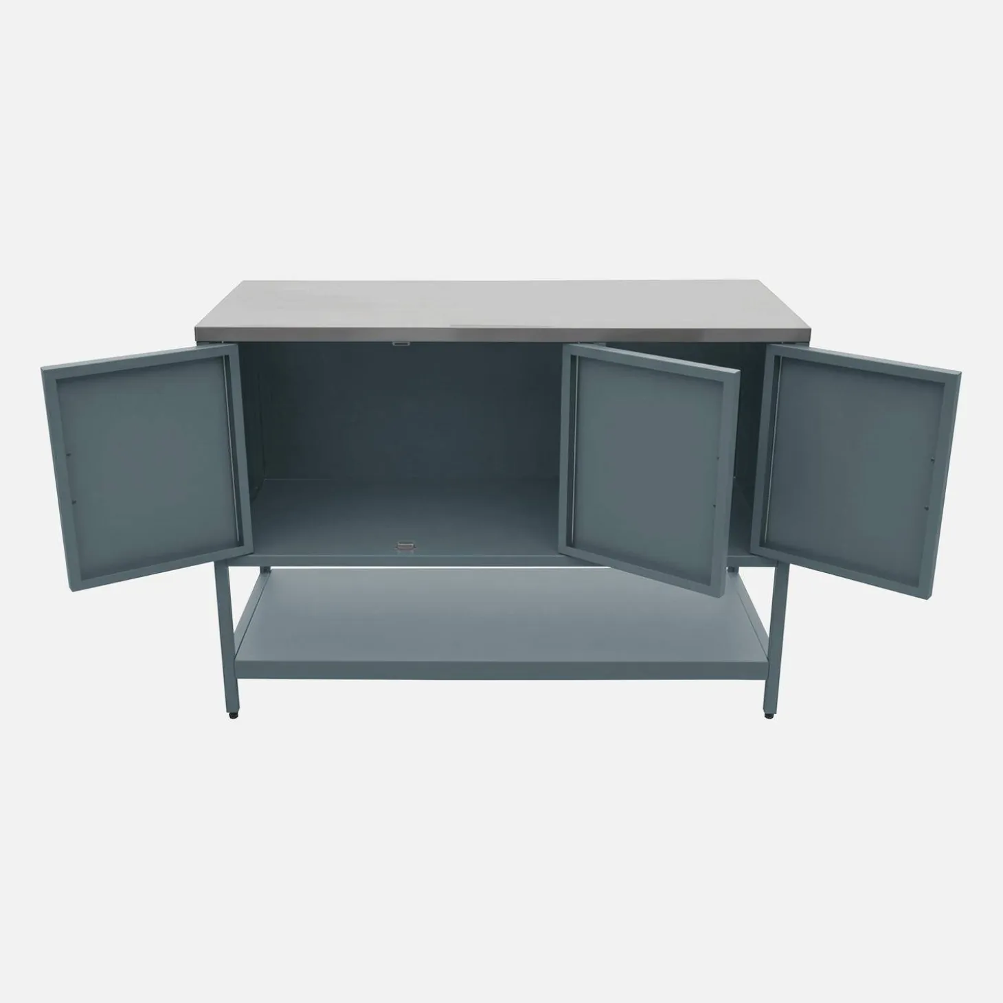 Module buitenkeuken met 3 deuren en 1 plank staal L120cm