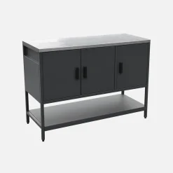 Module buitenkeuken met 3 deuren en 1 plank staal L120cm