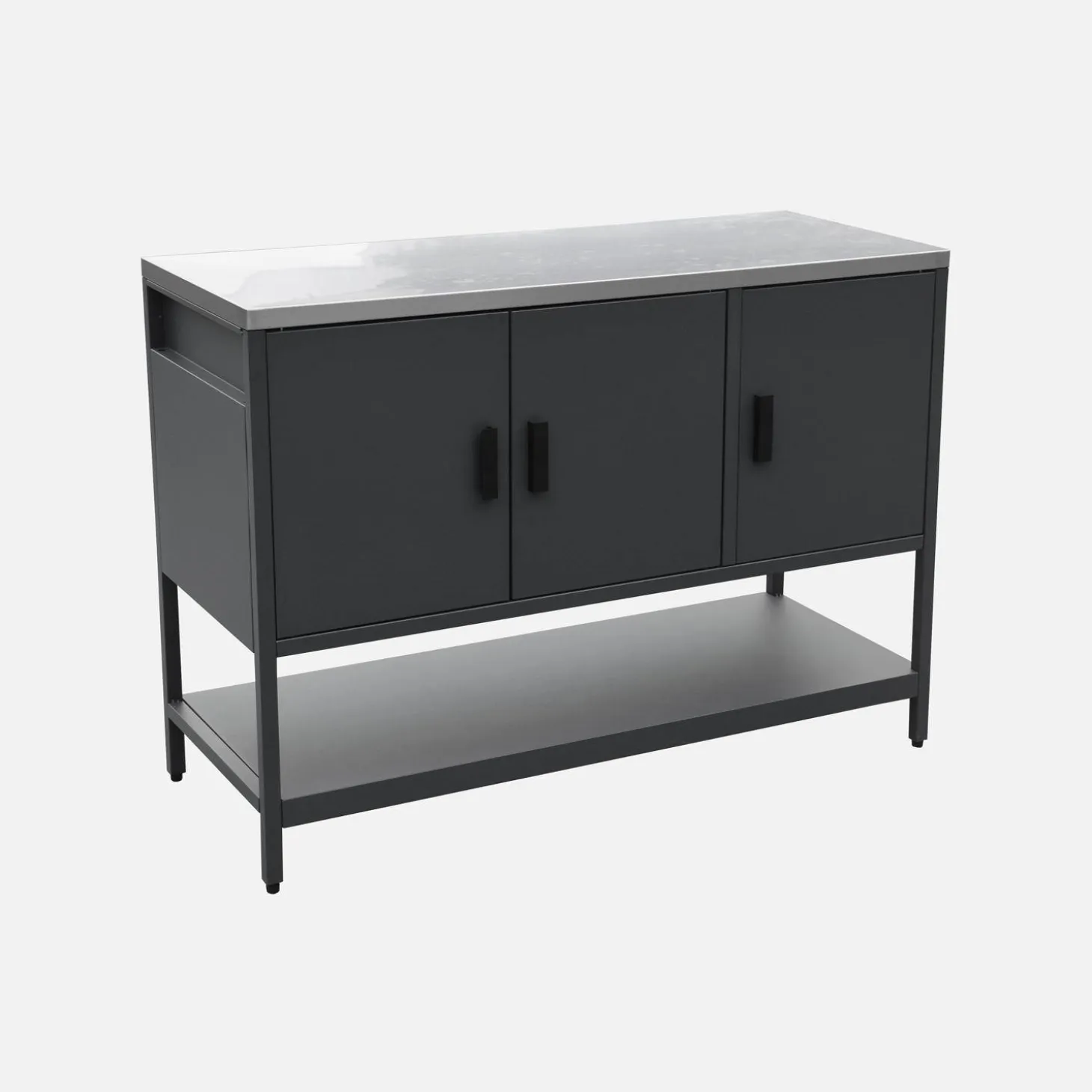 Module buitenkeuken met 3 deuren en 1 plank staal L120cm