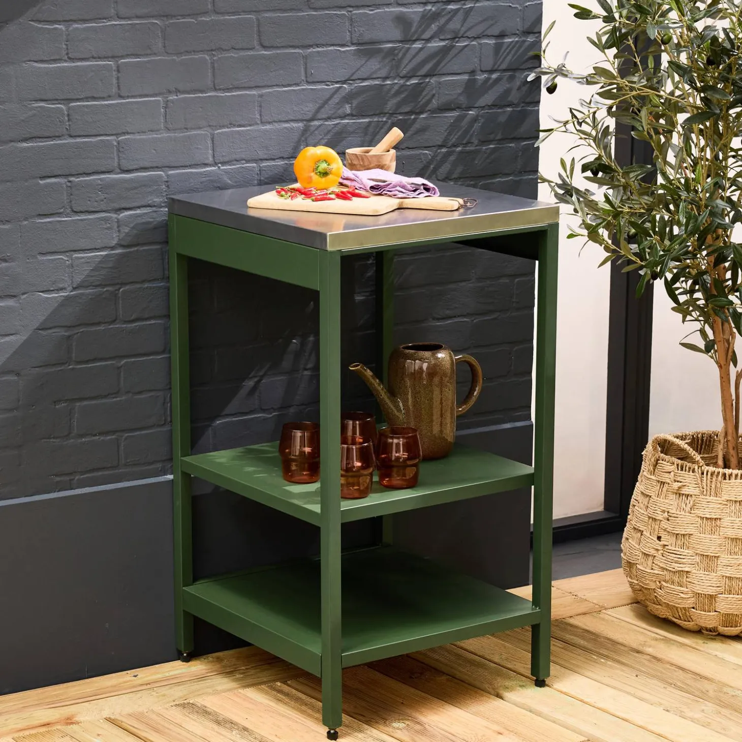 Module buitenkeuken 2 planken staal L49cm