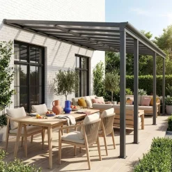 Muurpergola, carport aluminium 6x3m met regengoot