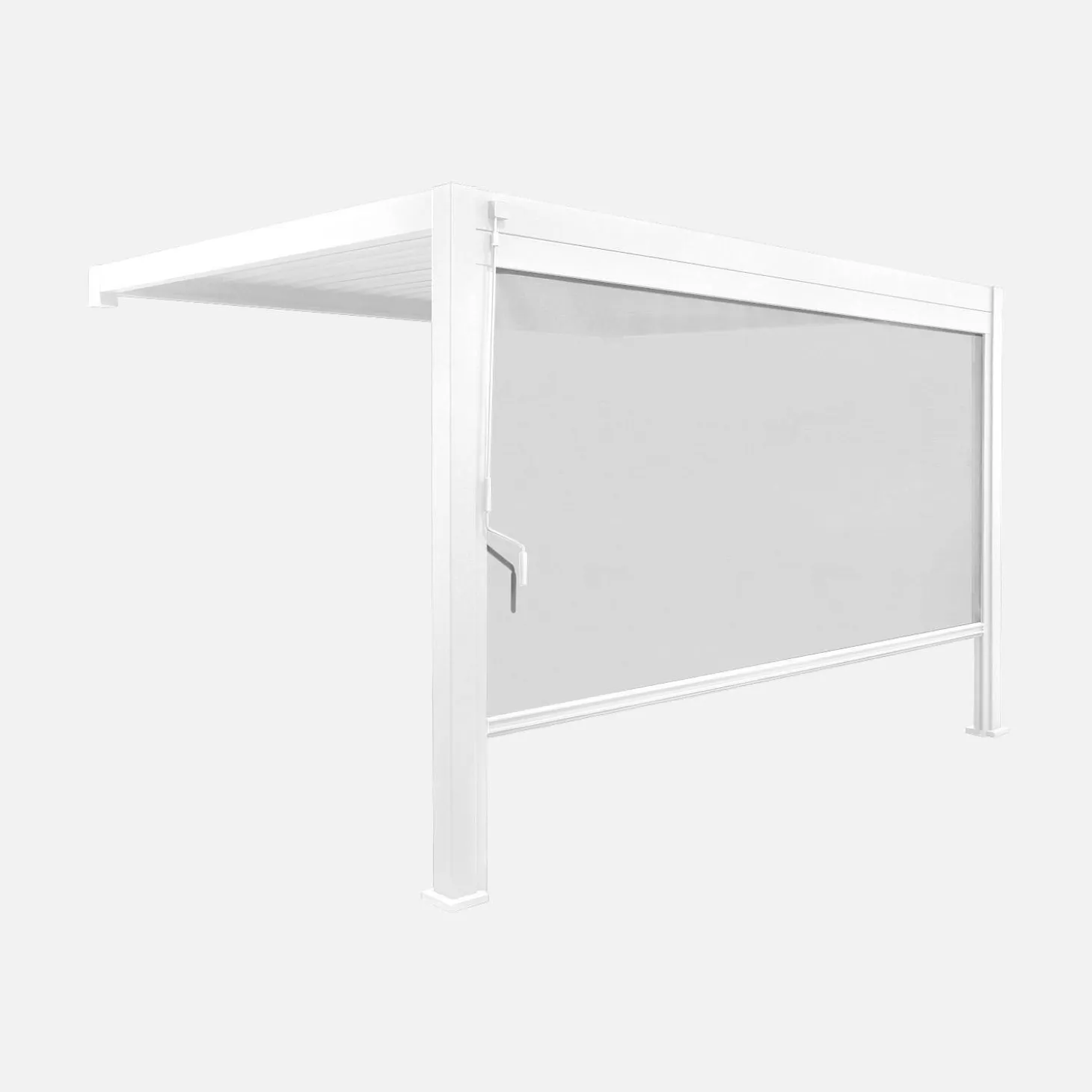 Muurpergola met lamellendak 4x3m met zonnescherm 4m