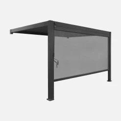 Muurpergola met lamellendak 4x3m met zonnescherm 4m
